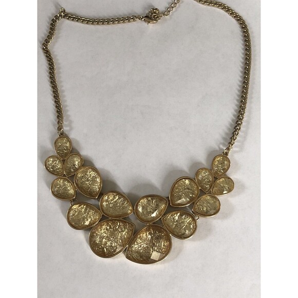 Designer Inspired Champagne Yellow Lucite Bead Statement Necklace, Casual 19” - Picture 3 of 5